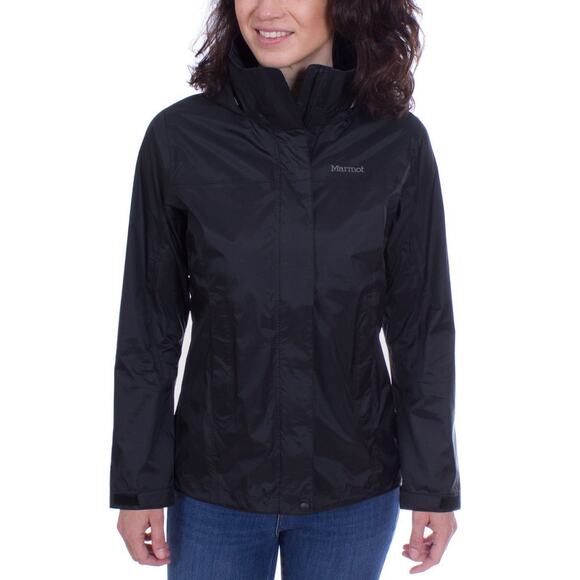 Marmot XL Black PreCip Eco Rain Jacket Hooded Waterproof Lightweight OS28-16